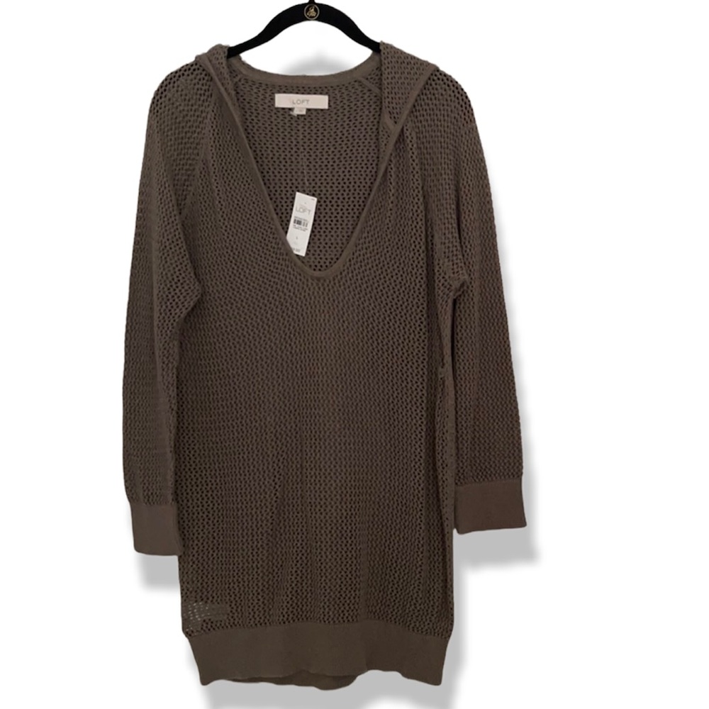 NWT Loft Ann Taylor open weave hoodie size L